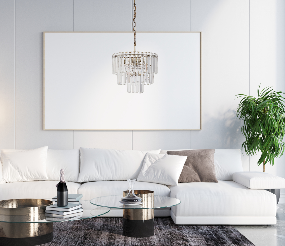 mock up poster frame in modern interior livingroom wood floor concrete wall background, Scandinavian style, Loft style, 3D render